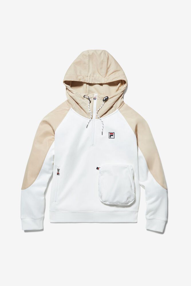 Fila Milano 1/2 Zip Hoodie White - Mens - 23071FMXB